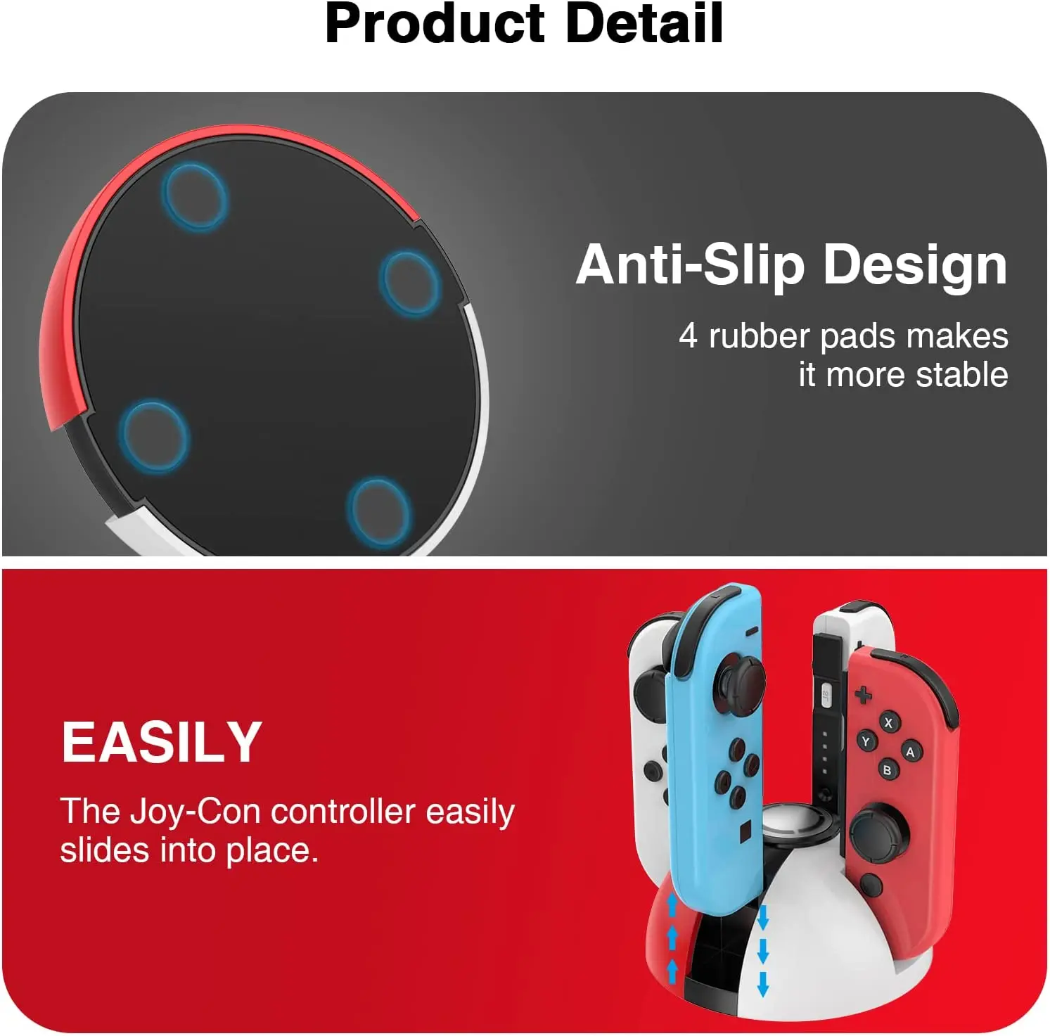 Charging Dock for Nintendo Switch OLED JoyCon Controller Fast Charger Station for N-Switch Joy Con Led Portable Stand images - 6