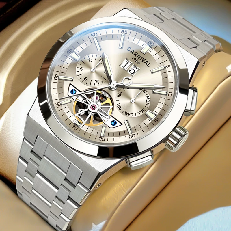 Часы мужские механические с турбийоном водонепроницаемые до 50 м