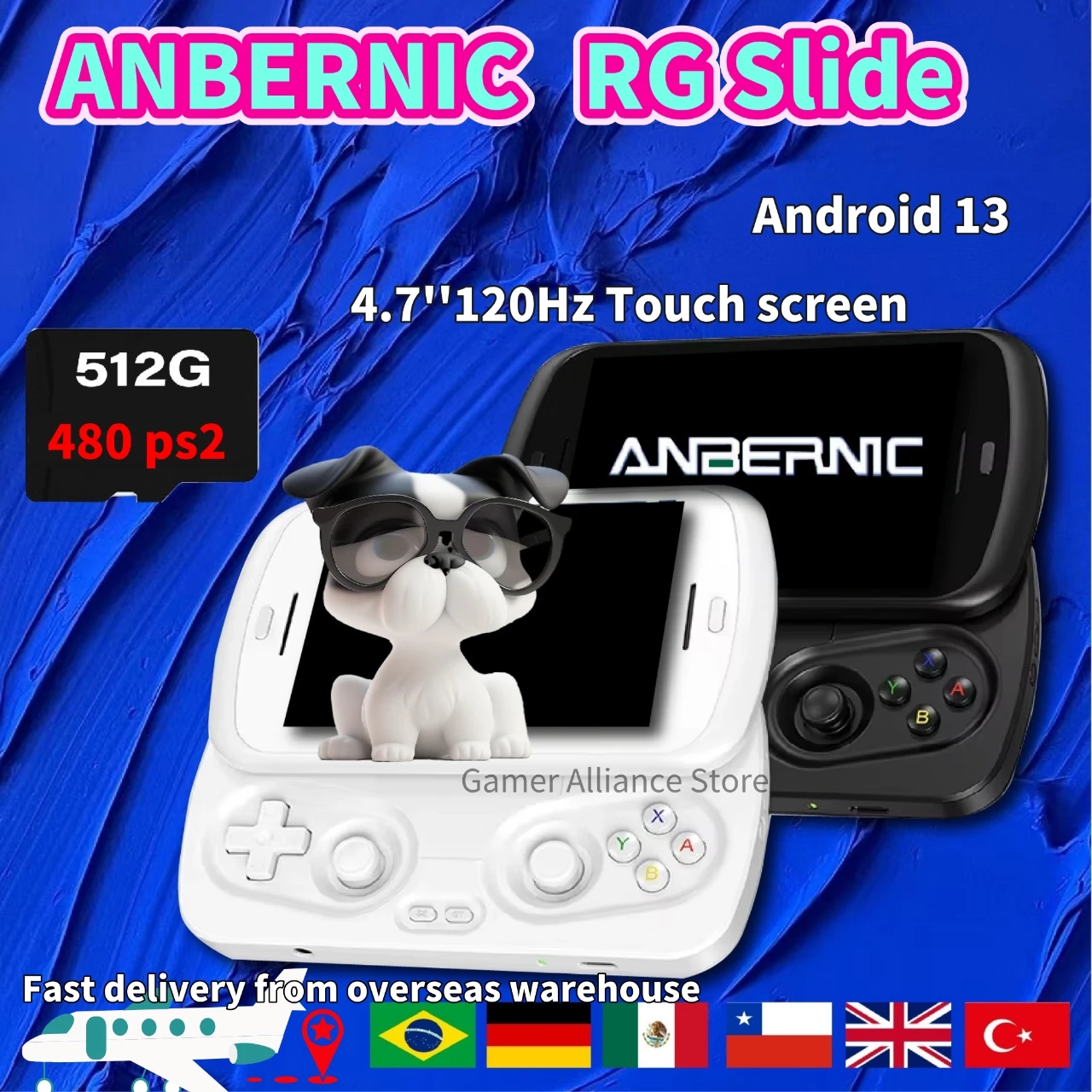 Фото ANBERNIC RG Slide RGSlide Ретро игровой плеер Ретро портативная игровая консоль Android13 4,7-дюймовый экран 120 Гц PSP PS2 игра AI №1