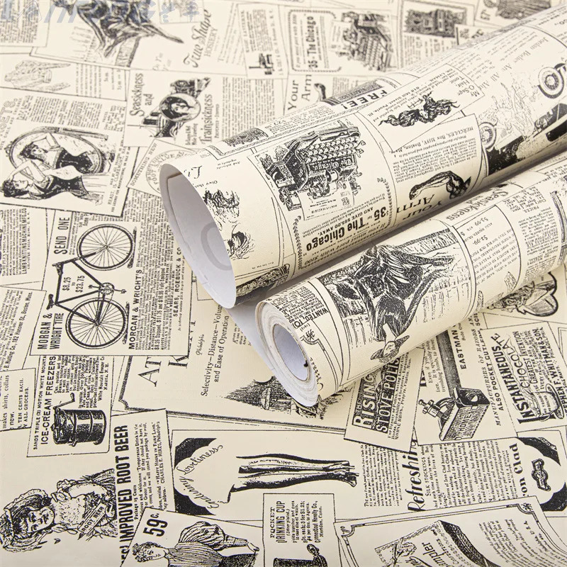 

10M Retro Newspaper Pvc Wallpaper Tv Background 3D Wall Stickers Renovation Self-Adhesive Wallpapers Wall Papers Home Decor