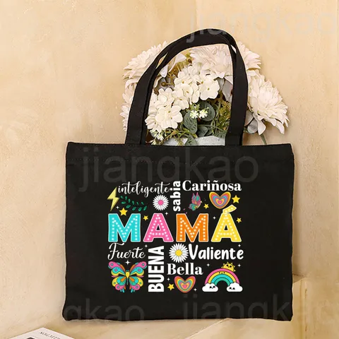 Холщовая большая сумка с испанским принтом для мамы, женские сумки на плечо, женская дорожная сумка, сумка для покупок, подарок на день рождения, день матери для мамы