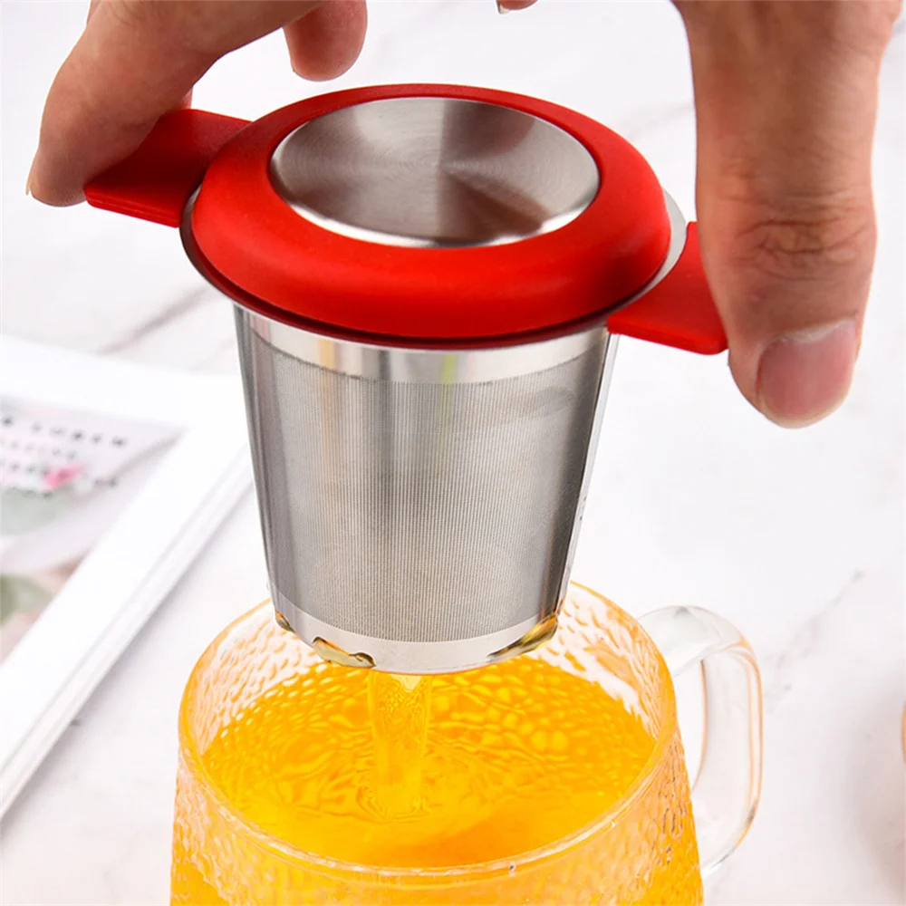 

Fine Mesh Filter Tea Filter With Lid Durable Non-slip Tea Strainer Anti-fall Easy To Clean Thickened Tea Strainer Non-slip