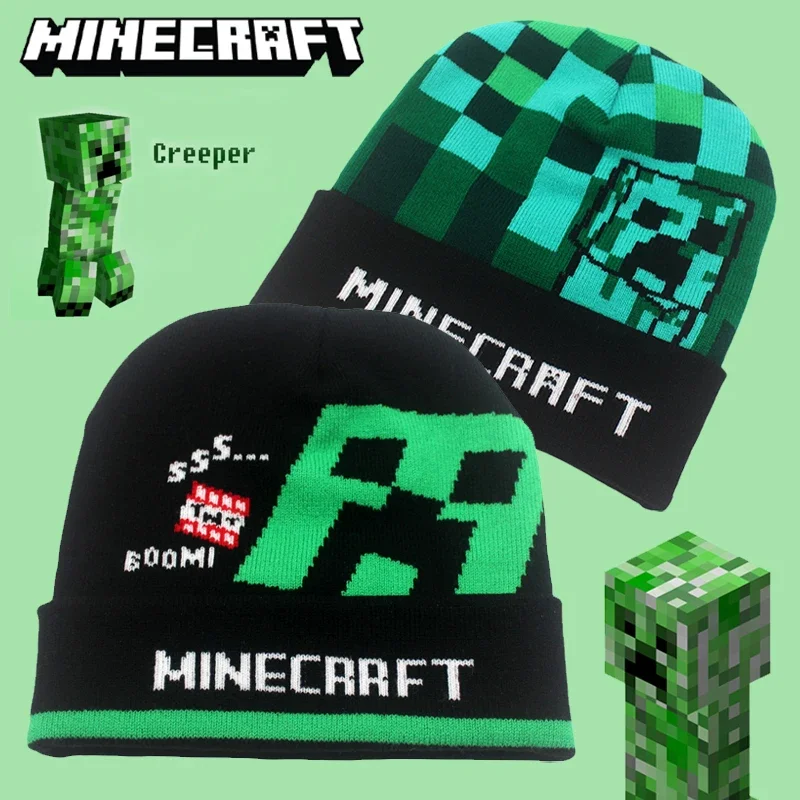 Игра Minecraft Creeper Вязание шапки Шапка Мужчины Женщины Качественная кепка с героями