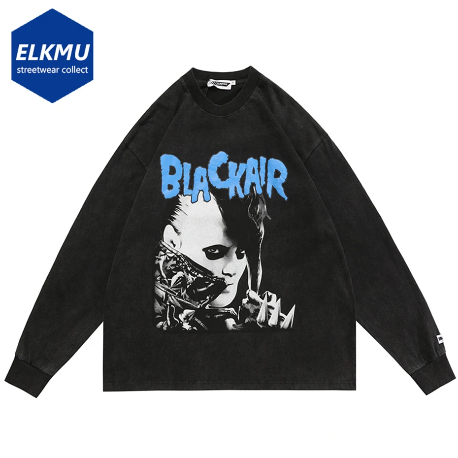 

Футболка мужская в готическом стиле, модная Свободная рубашка в стиле панк-рок, с рисунком «очень странные дела», уличная одежда в стиле Хар...