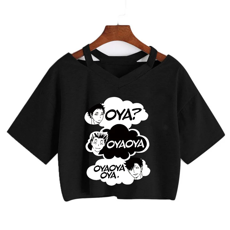 

90s Crop Top Haikyuu T Shirt Kuroo Japanese Anime T-shirt Bokuto Manga Shoyo Volleyball Creative Tshirt Cartoon Graphic Tees