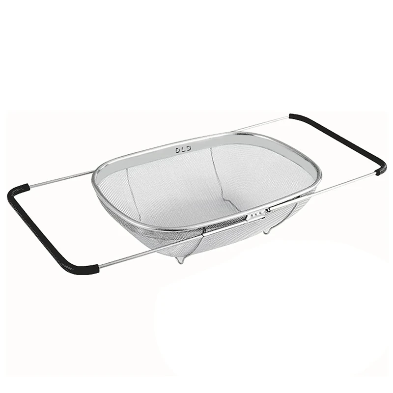 

Colander Stainless Steel Oval Colander With Fine Mesh 6-Quart Strainer Basket And Expandable Rubber Handle-Filter