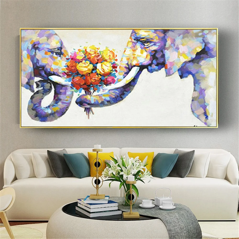 

Hand-Painted Thai Wedding Decorate Poster Animals Wall Art Canvas Picture Handmade Oil Paintings Decor Living Room Home Artwork