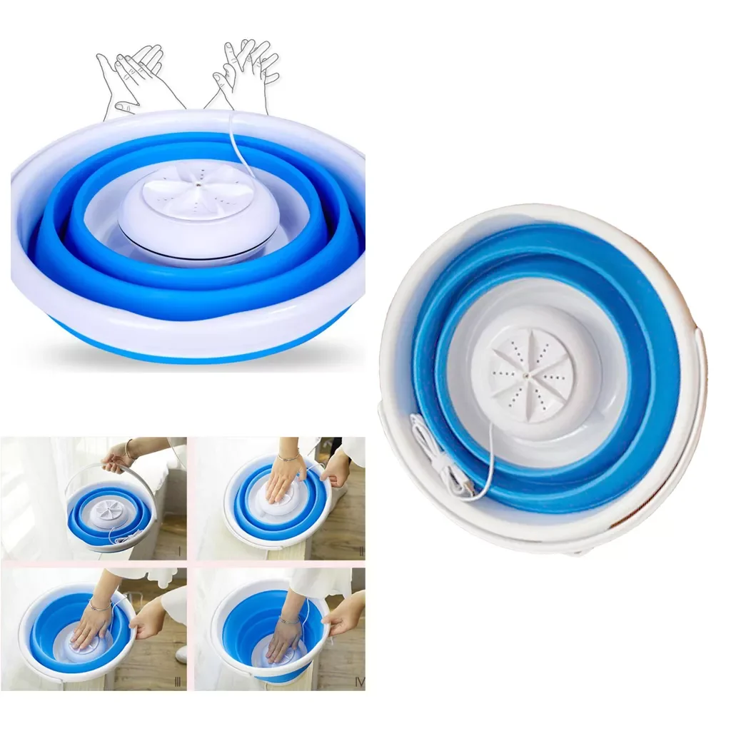 

Portable Mini Washing Machine Folding Personal USB Charger Bucket Type