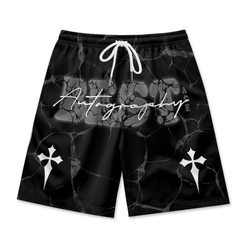 Шорты мужские с надписью быстросохнущие дышащие пляжные из полиэстера