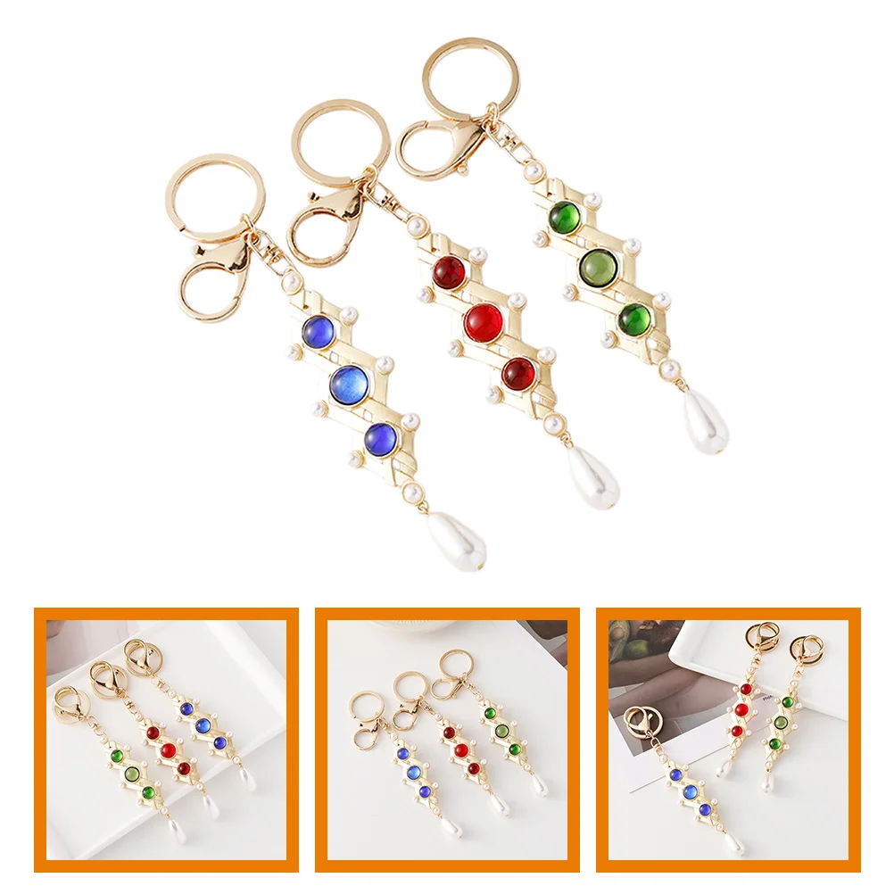 

3 Pcs Backpack Pendant Green Decor Keychains Rings European Style Accessories Exquisite Bag