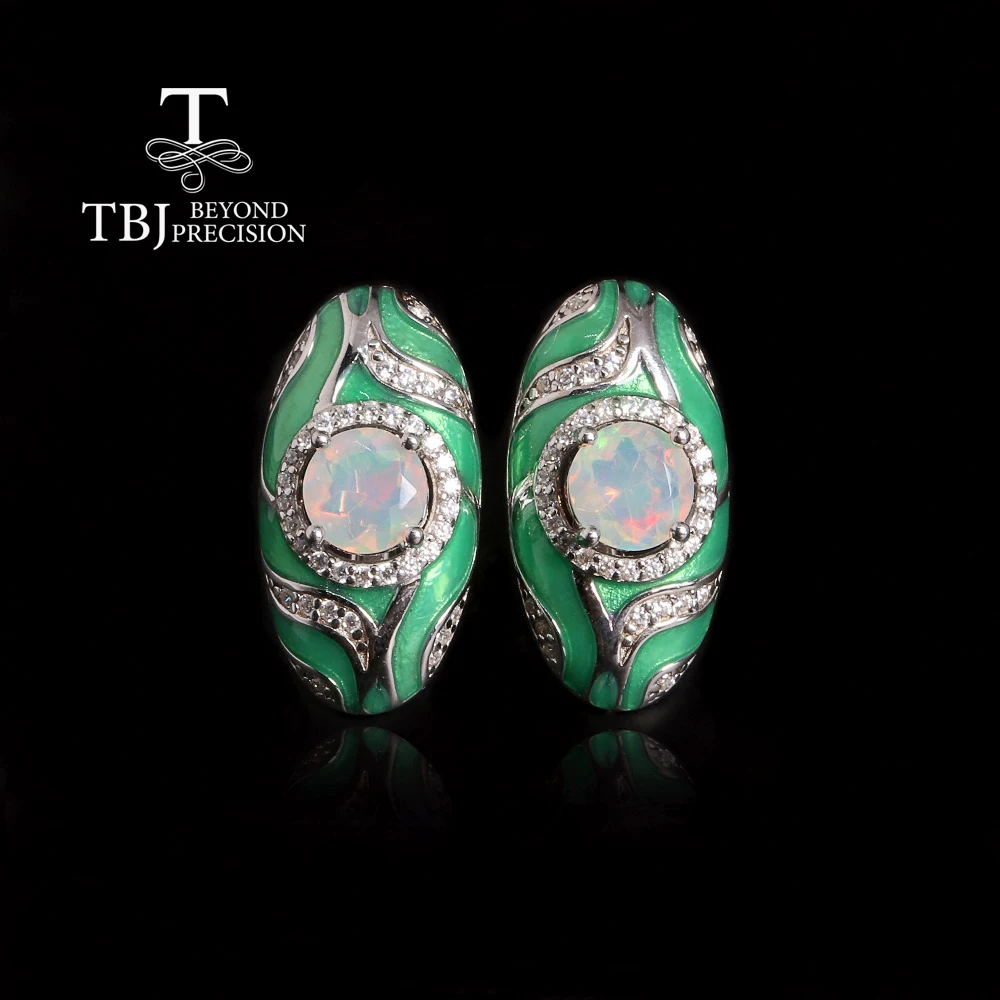 Винтажные декоративные серьги October Birthstone с натуральным опалом серебро 925 пробы
