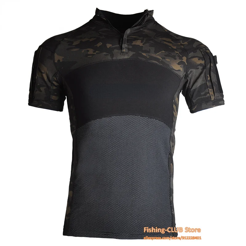 

2022 Summer Men's Outdoor Fishing Shirts Military Tactical T Shirts Camouflage Army Tee Soldiers Elasticity Jackets Polo T-Shirt