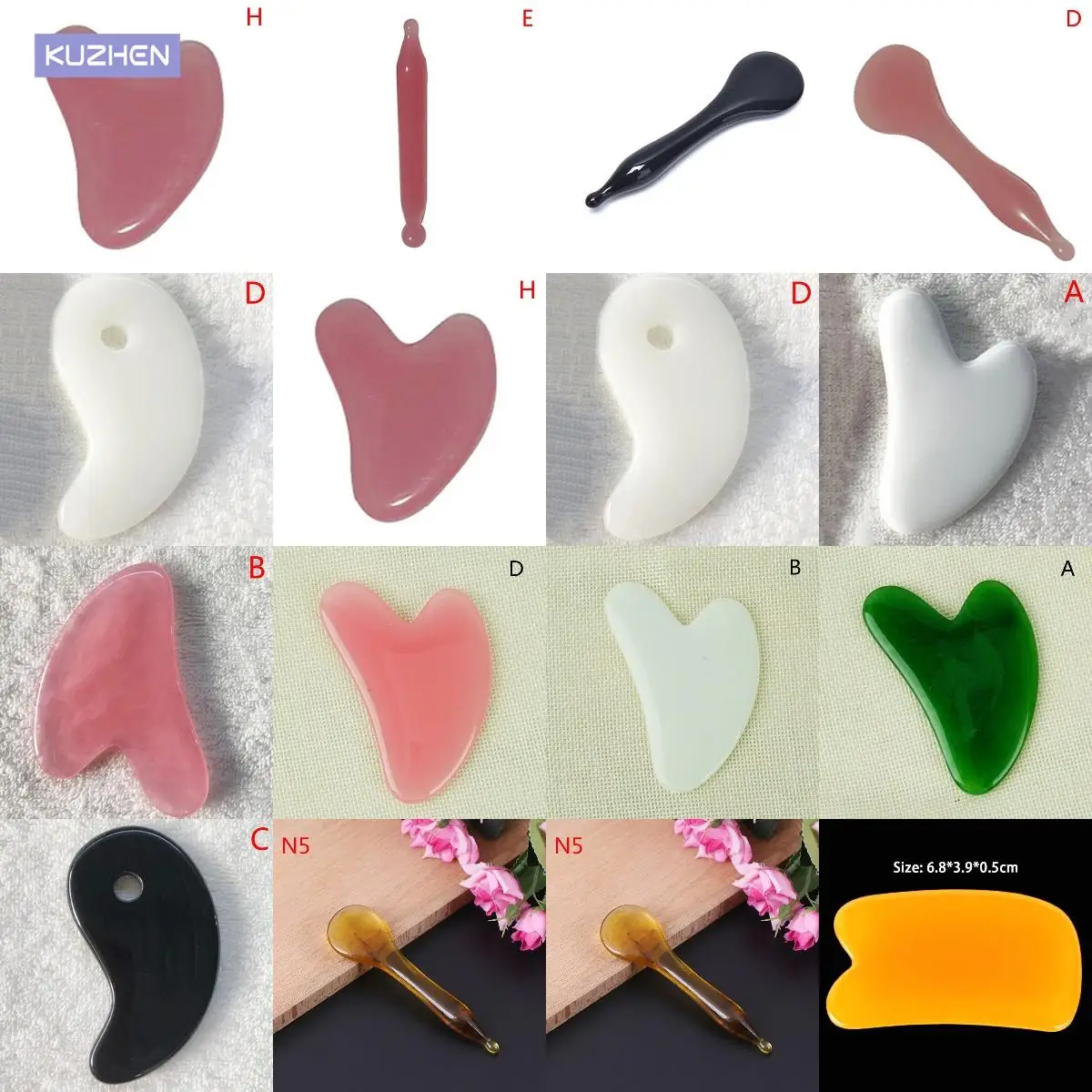 

Rose Quartz Jade Guasha Stone For Chin Neck Face Lifting Wrinkle Remover Beauty Care Natural Jade Gua Sha Scraper Board Massage