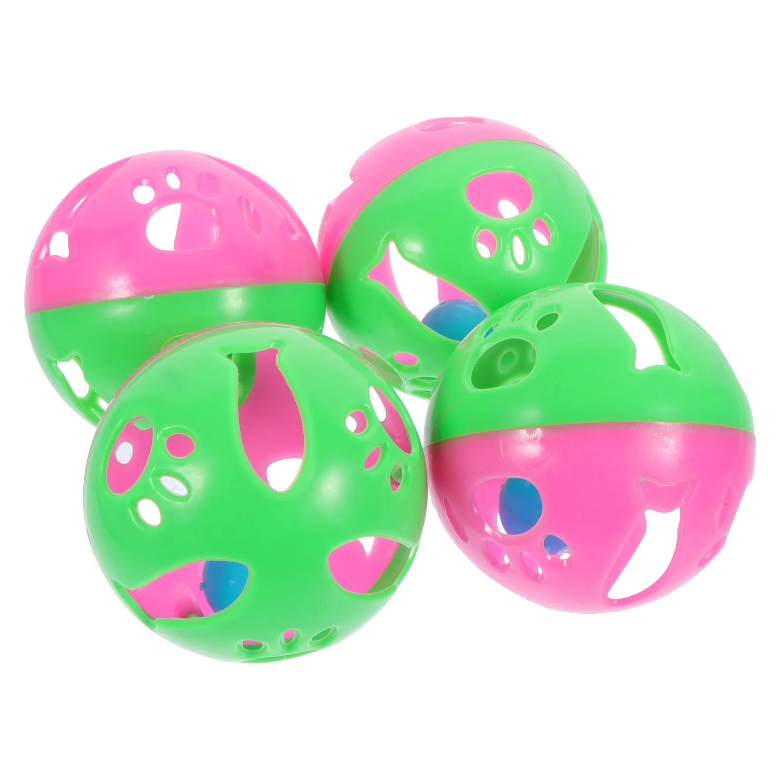 

4Pcs Cat Balls Plaything Plastic Cat Bell Balls Cat Rolling Balls (Random Color)