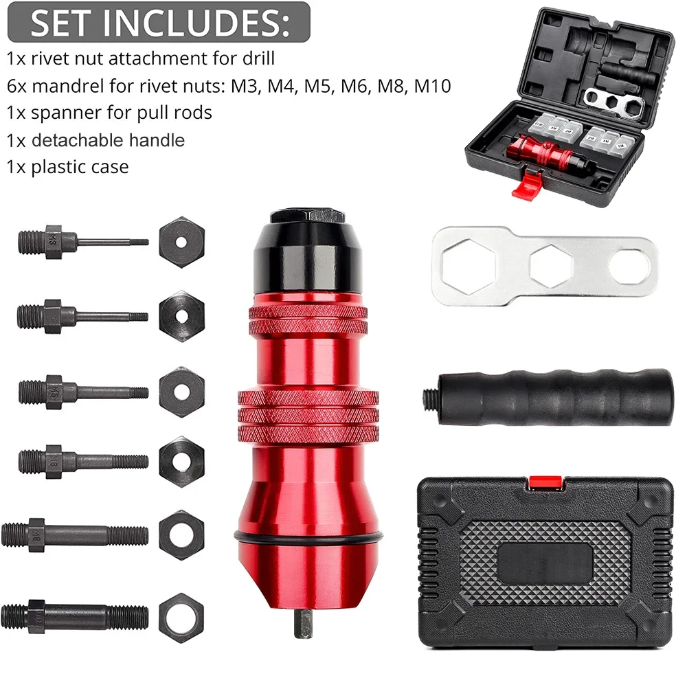 M3 M4 M5 M6 M8 M10 Электрическая заклепка Гайка Пистолет Адаптер Вставка Клепальные