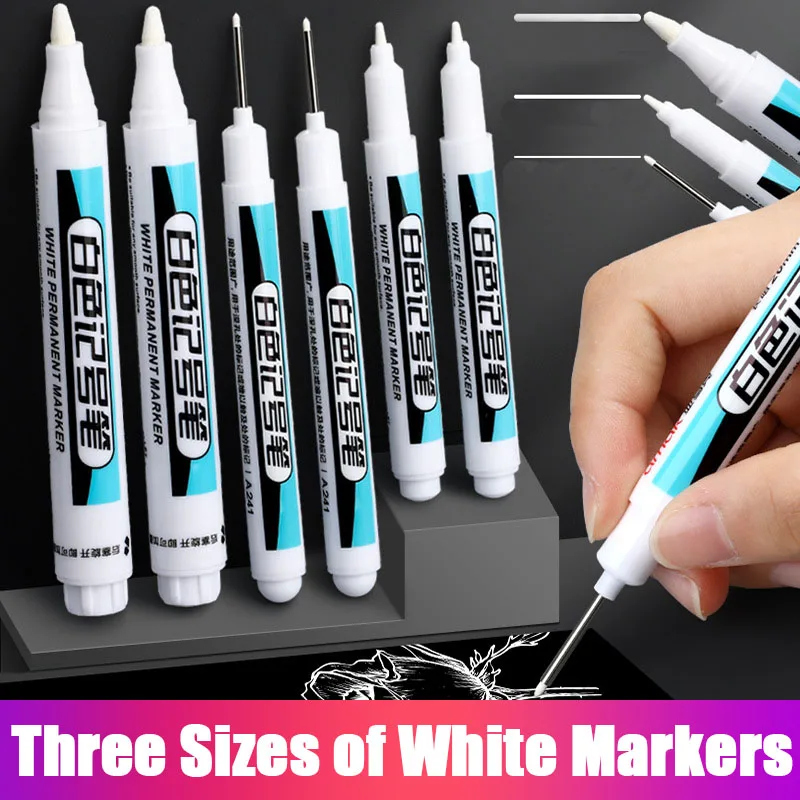 

3/4Pcs White Oily Marker Pen Waterproof Permanent Paint Pen for DIY Rock Plastic Leather Glass Deep Hole Marker School Supplies