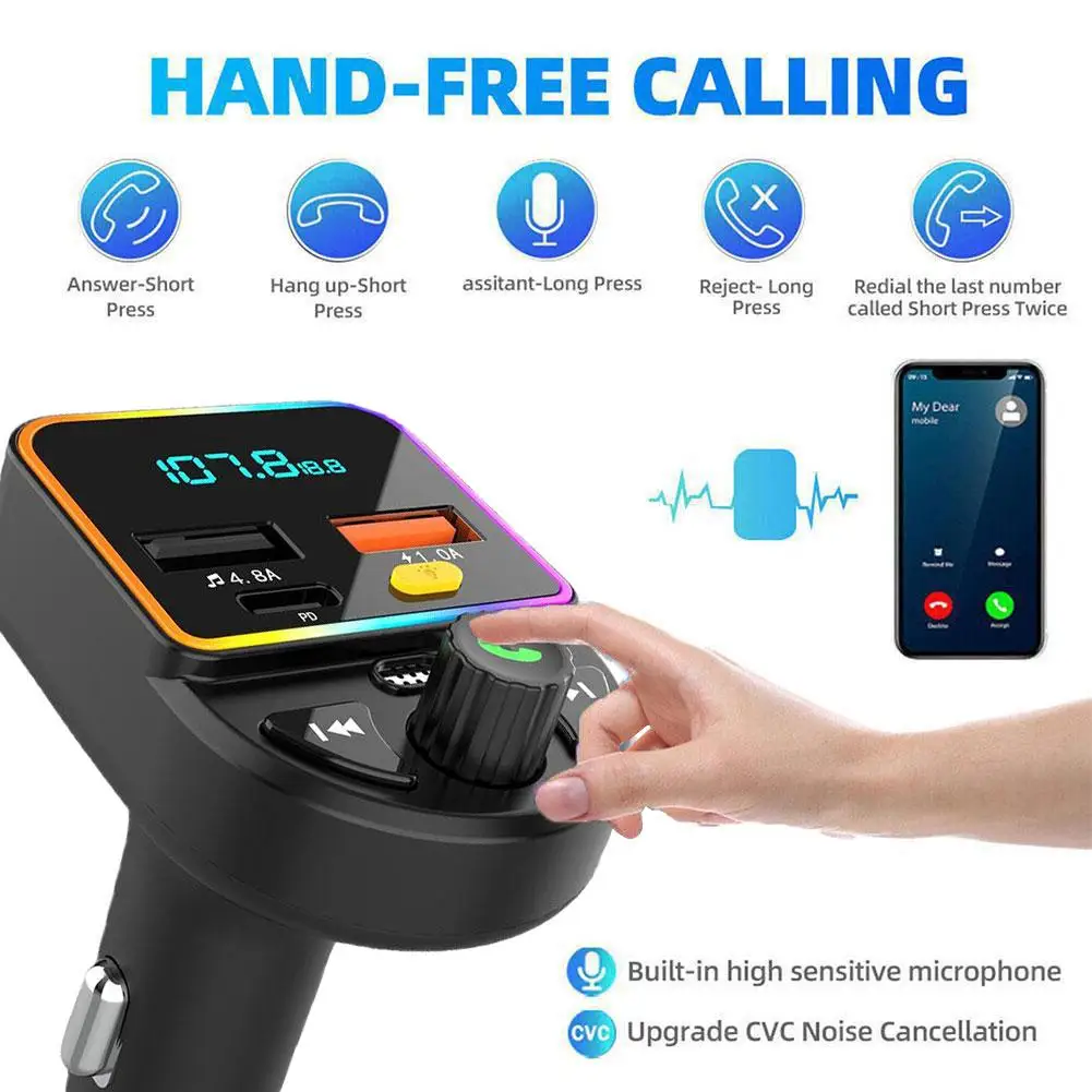 

FM-трансмиттер автомобильный с Bluetooth 5,0 и быстрой зарядкой
