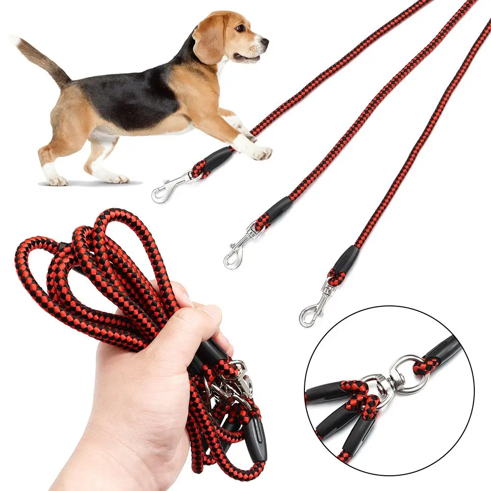 

Flexible Nylon 3 Way Traction Rope Pet Supply Pet Leash Walking Training Dog Coupler Leash