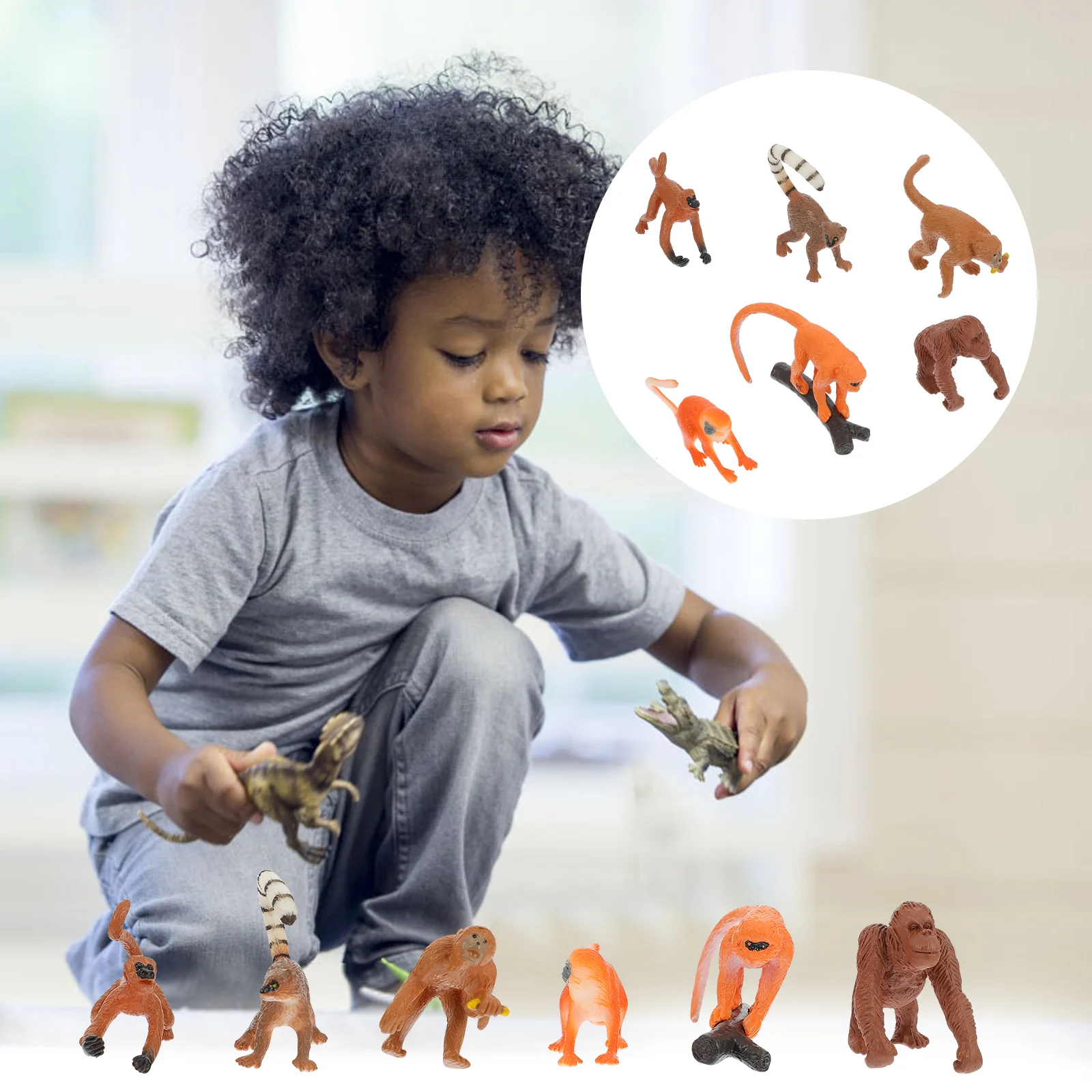 

monkey models, fidget 6 figurines toys monkey simulation orangutan figurines for kids educational educational monkeys toys