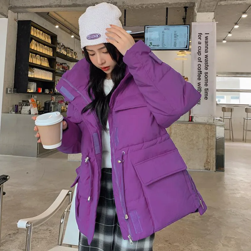 New Winter Women Down Cotton Jacket Casual Loose Waist Work Clothes Woman Cotton Padded Jacket Thickened Cotton Fashion Jackets