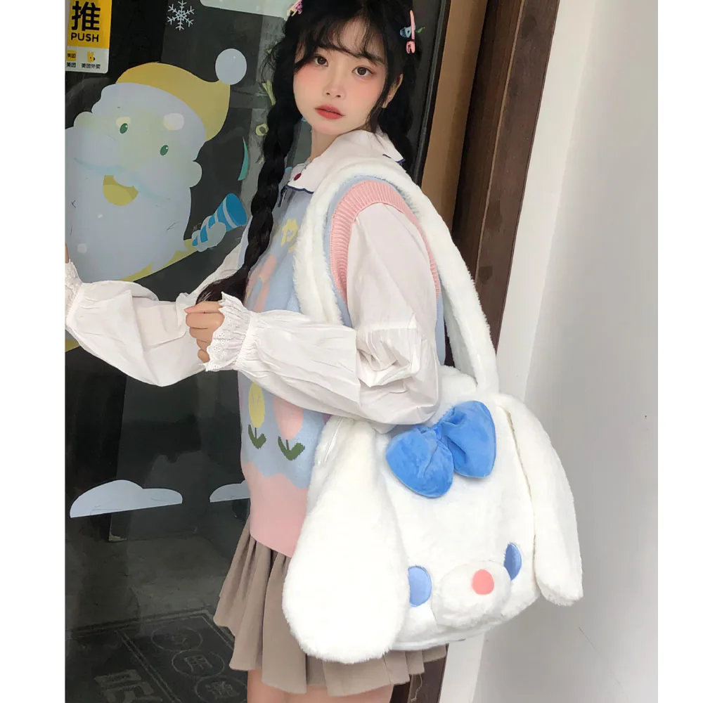 

Super Cute Sanrio Plush Bag Kawaii Cartoon Cinnamoroll Soft Cute Anime Jk Girl Shoulder Bag Large Capacity Handbag Birthday Gift