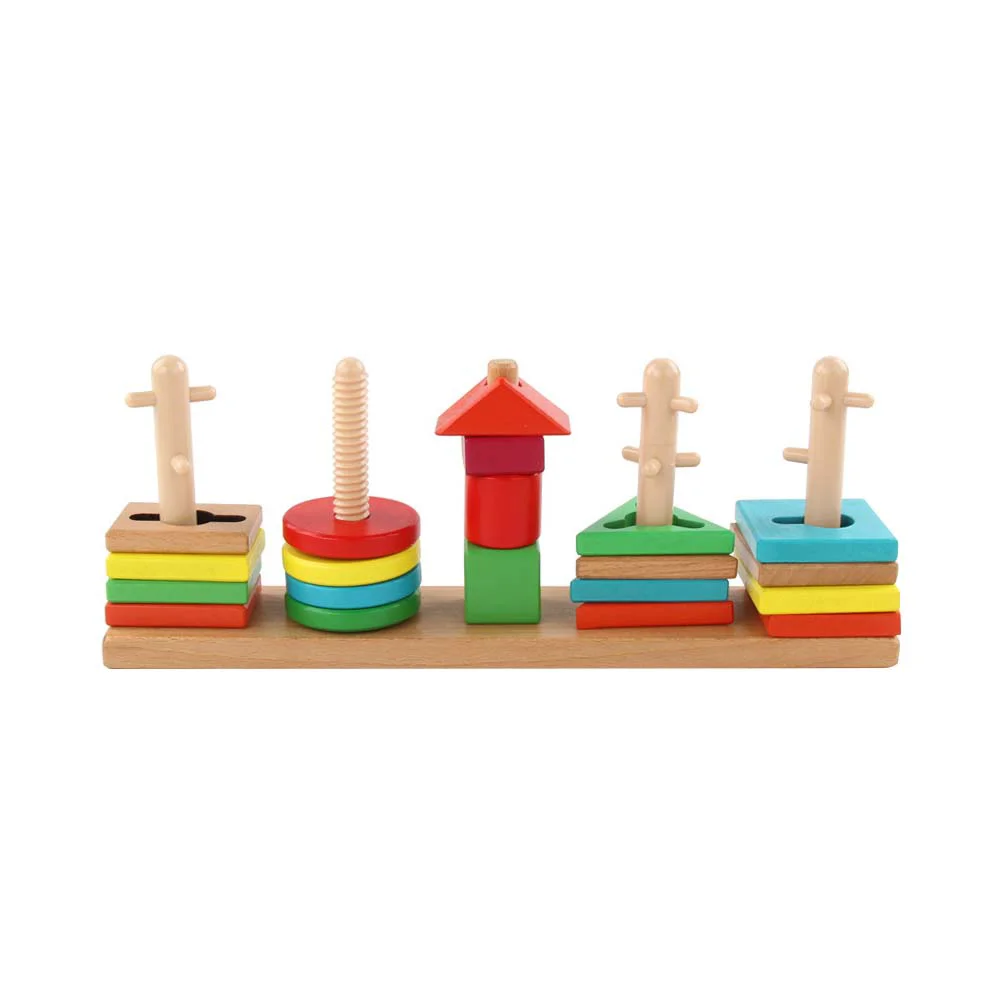 

Shape Geometric Wooden Blocks S Sorting Color Matching Sensory Stacking Wood Block Educational Plaything Early Preschool