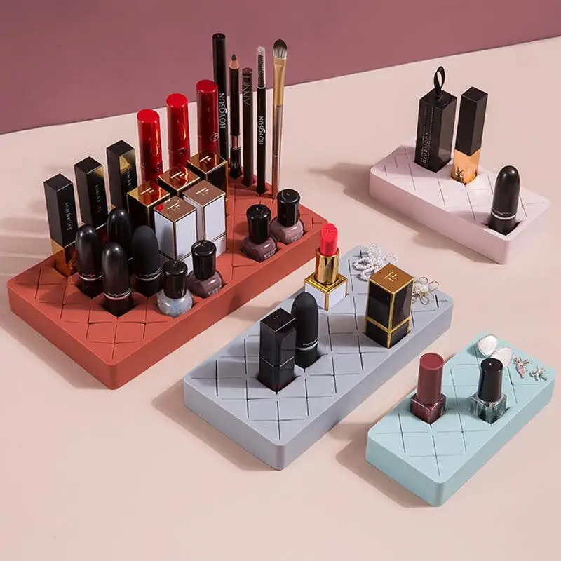 

New Style Desktop Organizer Silicone Lipstick Storage Rack Cosmetic Makeup Box Eyebrow Pencil Display Brush Lipstick
