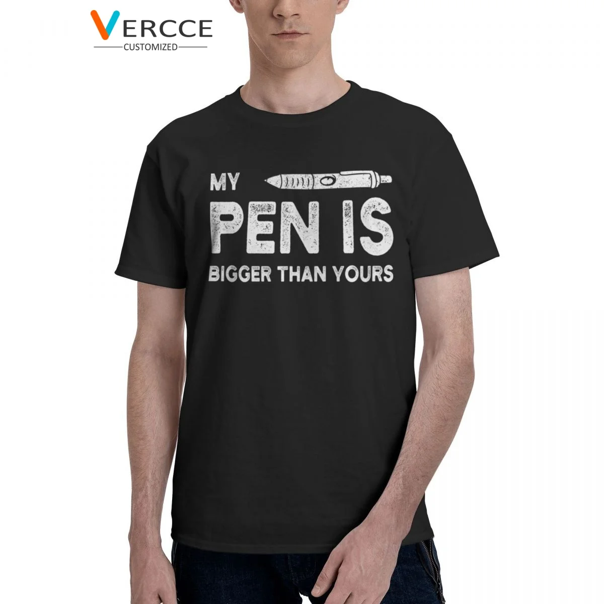 

My Pen Is Bigger Than Yours Retro T Shirt Cotton High Quality Tees Short Sleeve Clothing Tshirts For Men Women Gift Idea