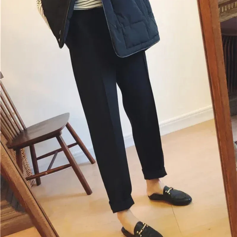 Женские уличные повседневные брюки с карманами в стиле пэчворк осенне-зимние