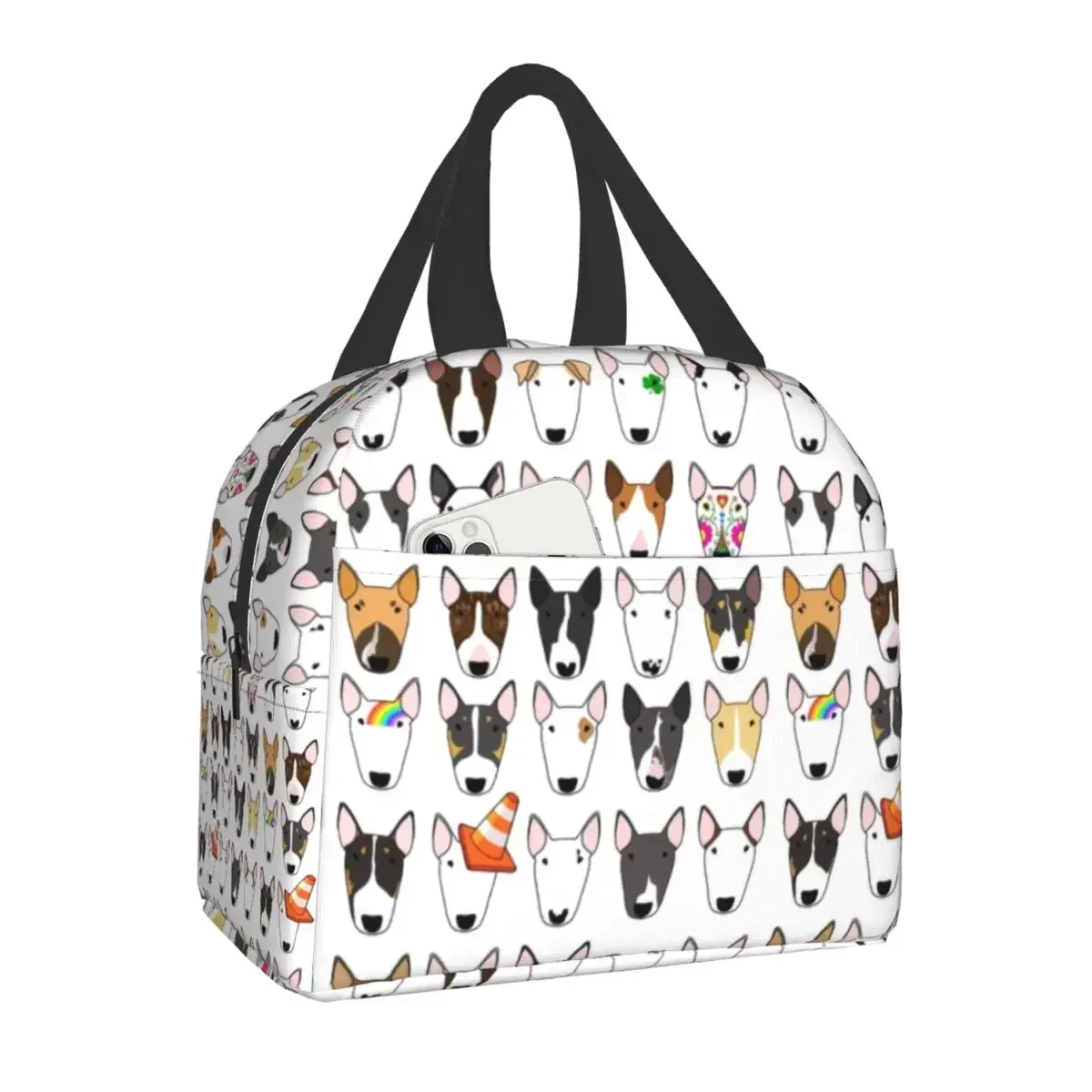 

Изолированная сумка для ланча с рисунком Бультерьера для женщин, термоохлаждающий Ланч-бокс с повторяющимся рисунком животных для детей и школьников