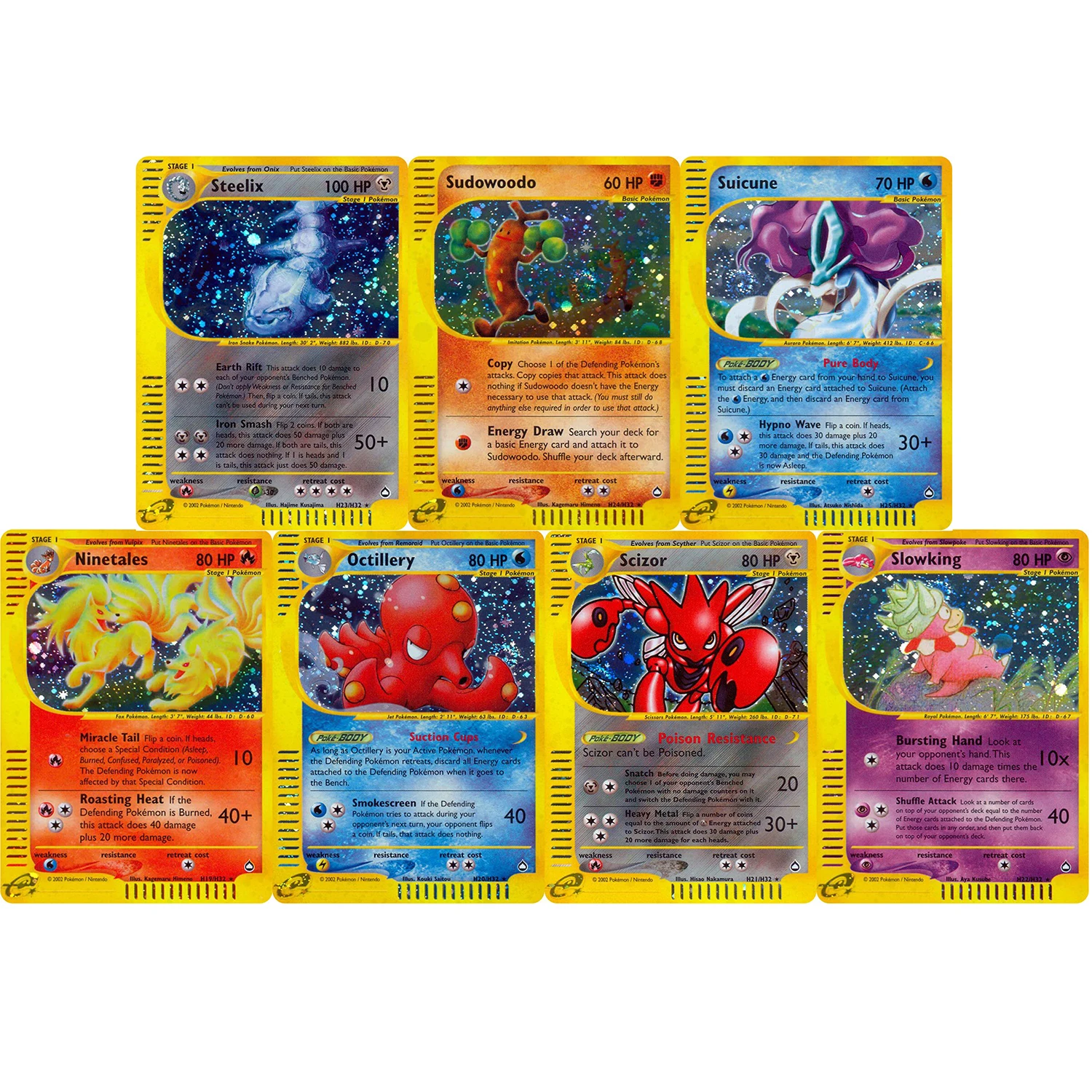 Фото Коллекционные карточки PKM Aquapolis (E2) Proxy Foil: Лугия, Тиранитар, Умбрейон, Нидокинг, Эсепон, Арканин, Суикун, Нинетейлс, Амфарос, Кингдра (TCG) №4