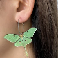 1 pair vintage acrylic green butterfly moth hanging pendants earrings party unusual jewelry for women girls