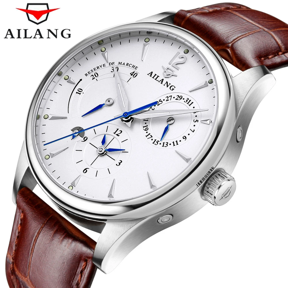 

AILANG New Fashion Business Men's Multifunctional Automatic Mechanical Watches Leather Waterproof Luminous Watch For Men 5809G