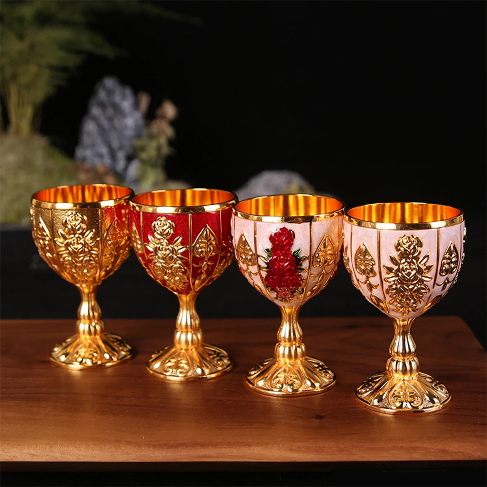 

30ML Aluminum Alloy Wine Glasses Retro Dinnerware Goblet Vintage European Style Spirit Vodka Champagne Glasses Bar Home Decor