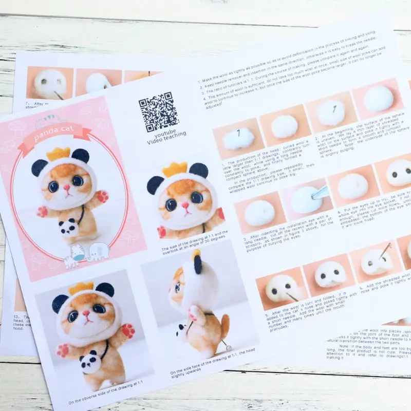 Кошка кукла из шерсти фетр ремесло DIY не готовый набор для рукоделия иглы