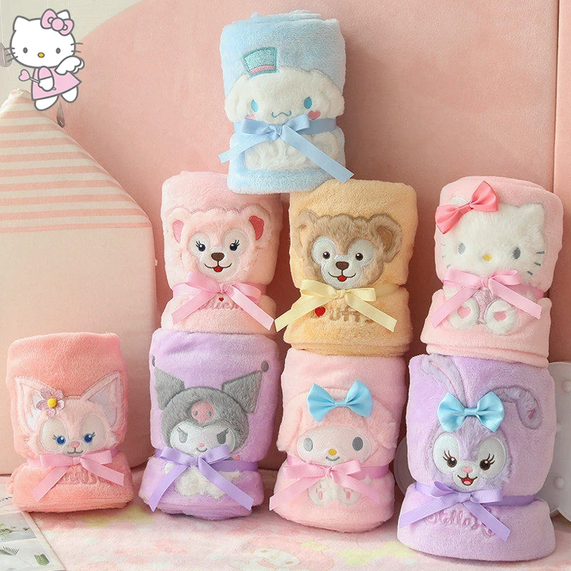 

Одеяло Hello Kitty из аниме Kawaii Kuromi Cinnamoroll My Melody, офисное одеяло для обеда, милое шерстяное одеяло из кораллового флиса, шаль