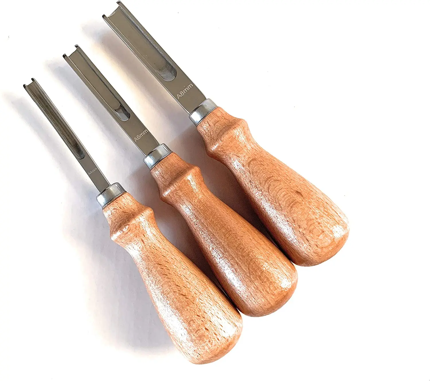 

Leather Edge Skiving Beveler Tool 3 Size 8mm 6mm 4mm DIY Skiving Beveling Knife Kit Cutting Trimming Tools with Wood Handle