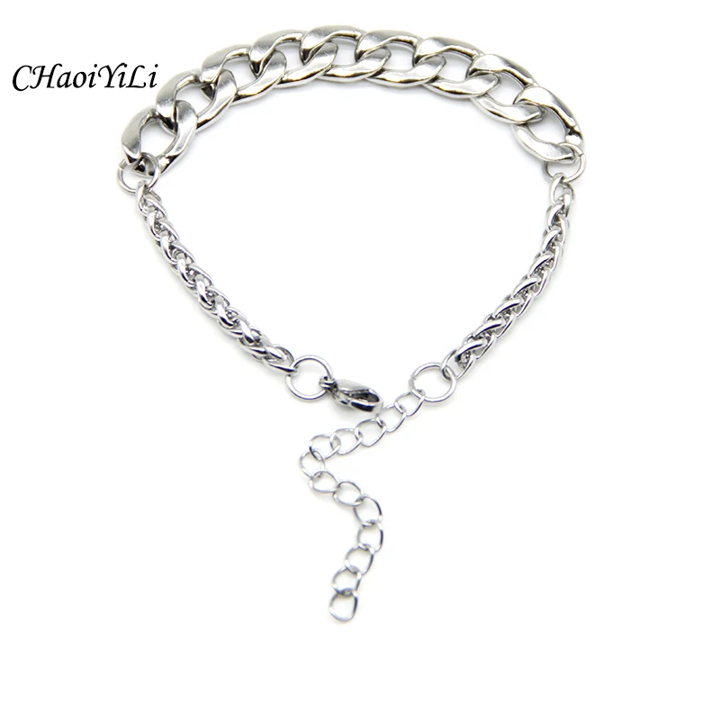 

Простой браслет из нержавеющей стали с цепочкой