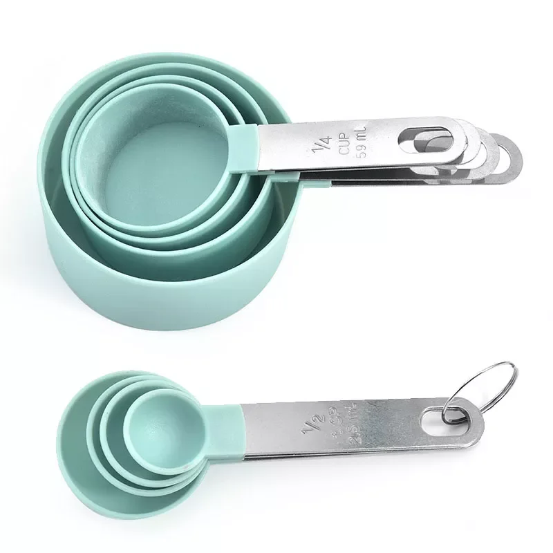 

2022New 8Pcs/Set Baking Accessories Multi Purpose Measuring Tools Stainless Steel Handle Spoons/Cup PP Kitchen Gadgets Pure Colo