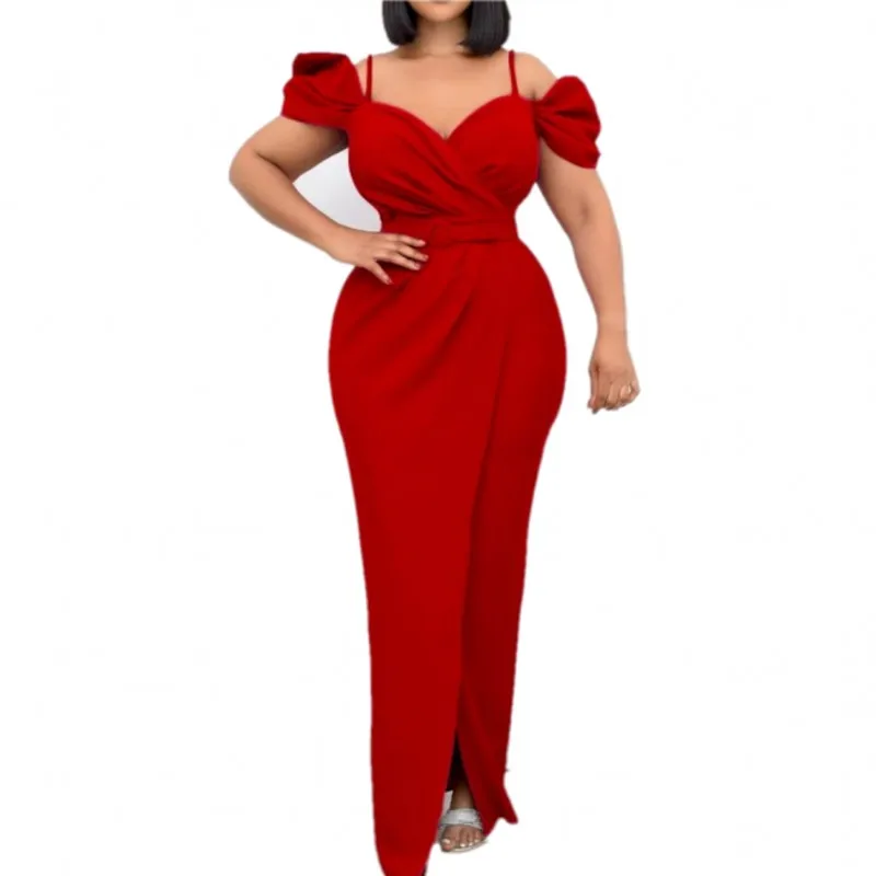 

Платье-Макси женское с V-образным вырезом, на тонких бретельках