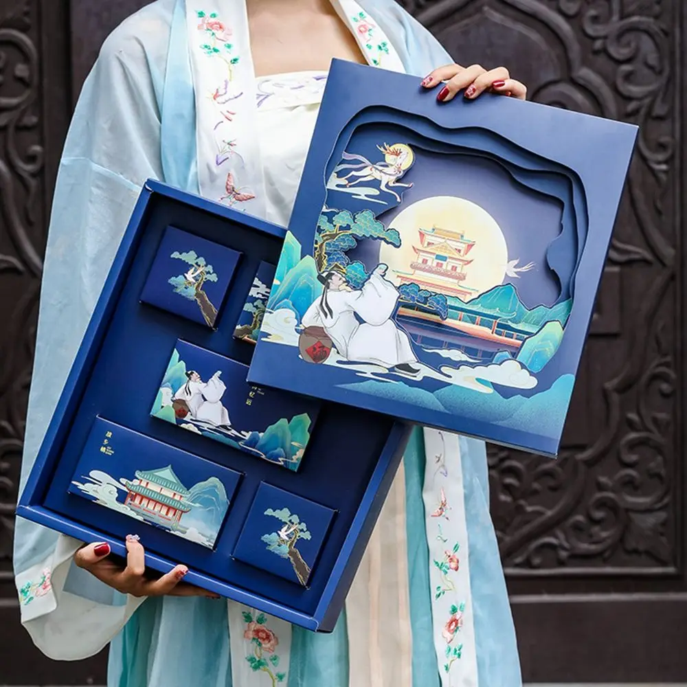 

3D Effect Luxury Retro Chinese Style with Hand Bag Biscuit Wrapping Wedding Decor Pastry Box Party Favors Gift Box