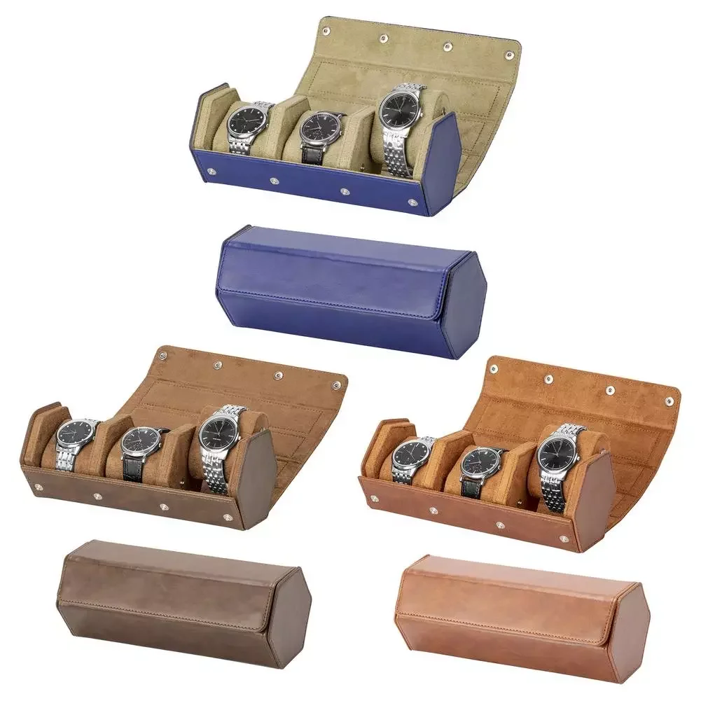 

Leather Watch Travel Case Watch Roll Case For 3 Watches With Separated Compartments And Cushion Protect Watches Easy To Store &a