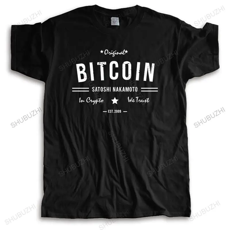 Летняя брендовая футболка shubuzhi мужская хлопковая BITCOIN SATOSHI NAKAMOTO EST 2009 модная