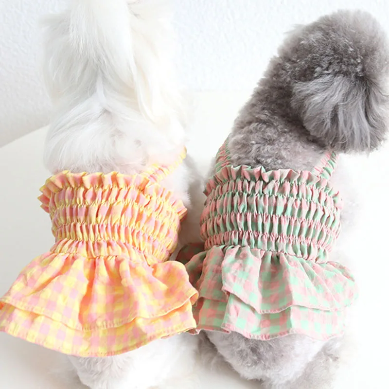 

Fashion Puppy Cat Clothes Thin Cat Cute Princess Skirt Pleated Sling Small Dog Teddy Trend Sweet Pet Clothes Spring Summer NEW