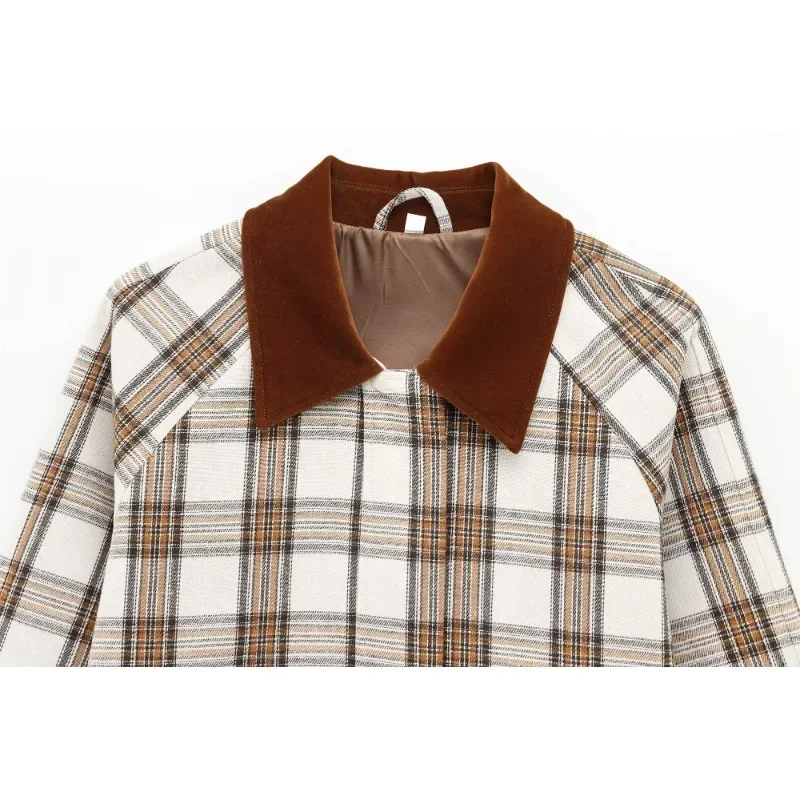 Женский клетчатый пиджак CharmChant весна 2024 пальто с длинными рукавами и лацканами