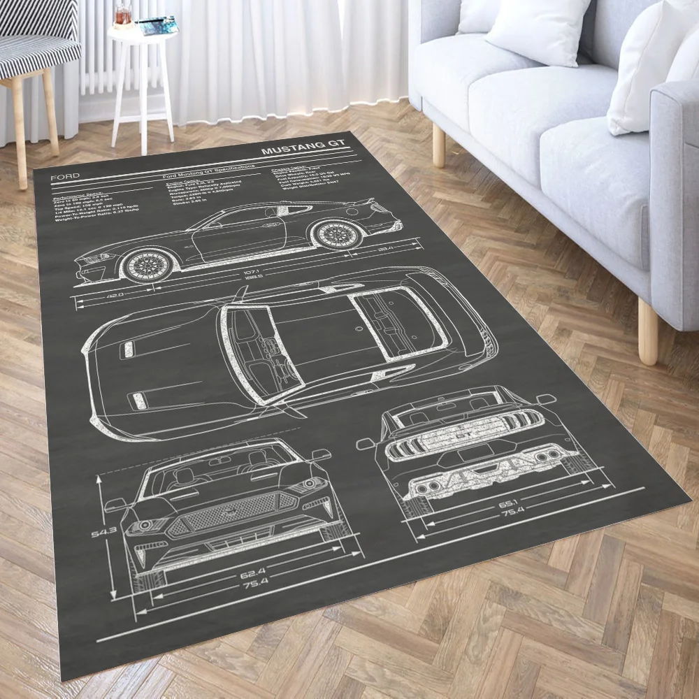 

Ford Mustang GT 2018 2020 Carpet Living Room Large Area Rugs Bedroom Carpet Modern Home Living Room Decoration Floor Lounge Rug