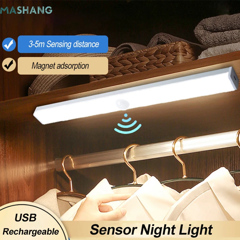 

10/20/36leds Motion Sensor Led Under Cabinet Light Rechargeable Night Lamp for Kids Bed Room Wardrobe Kitchen Closet Night Light