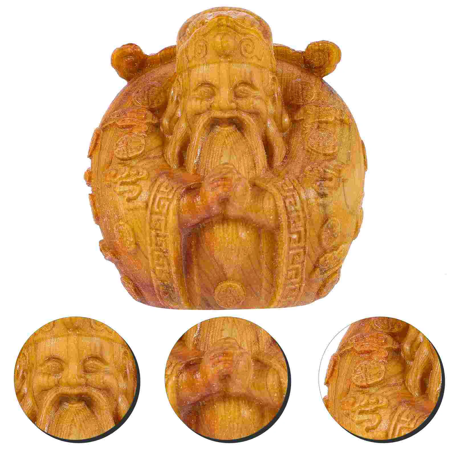 

Wood Carved God of Wealth Craft Adornment God of Wealth Figurine Decoration
