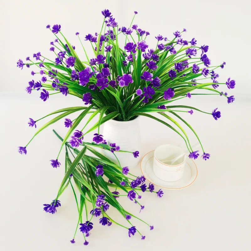 

7 Forks of Spring Grass Camellia Artificial Flowers Roses Starry Flowers Decoration Fake Flowers Bouquets Wedding Decoration