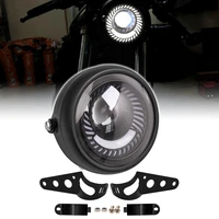 motorcycle 6 5 cafe racer vintage universal led protection headlight high low beam with bracket for harley choppers custom